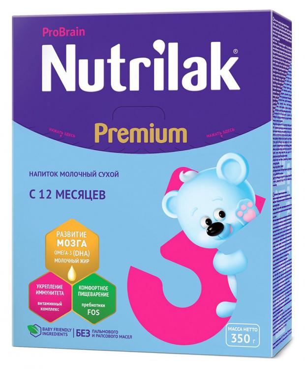 

Молочный напиток Nutrilak Premium+ 3 с 12 мес, 350 г