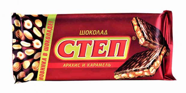 Шоколад СТЕП молочный с арахисом и карамелью 100 г 35₽