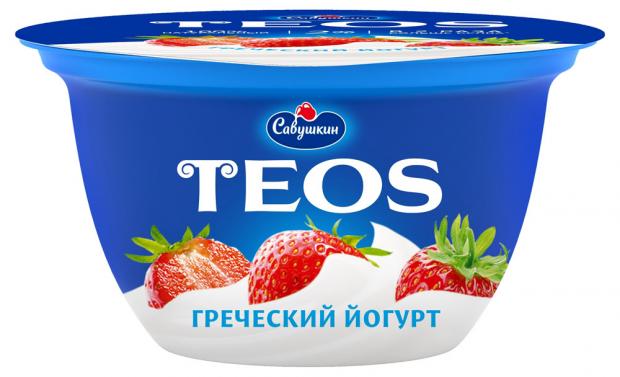 Йогурт Савушкин Греческий Teos клубника 2 140 г 47₽