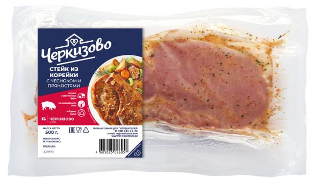 

Стейк свиной из корейки «Черкизово» с чесноком и пряностями охлажденный, 500 г