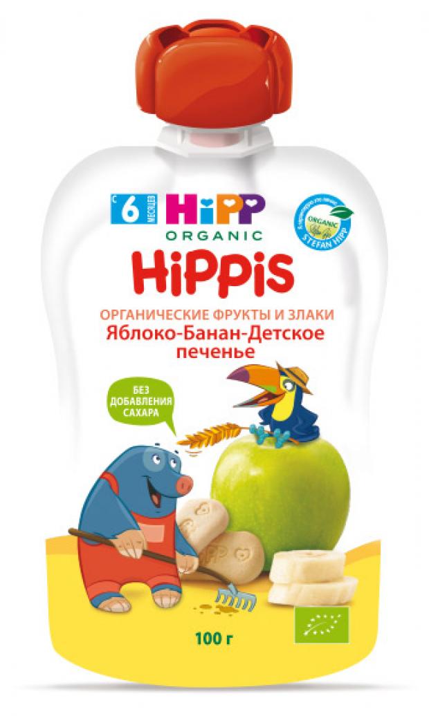 

Пюре Hipp Hippis яблоко-банан-печенье с 6 мес, 100 г