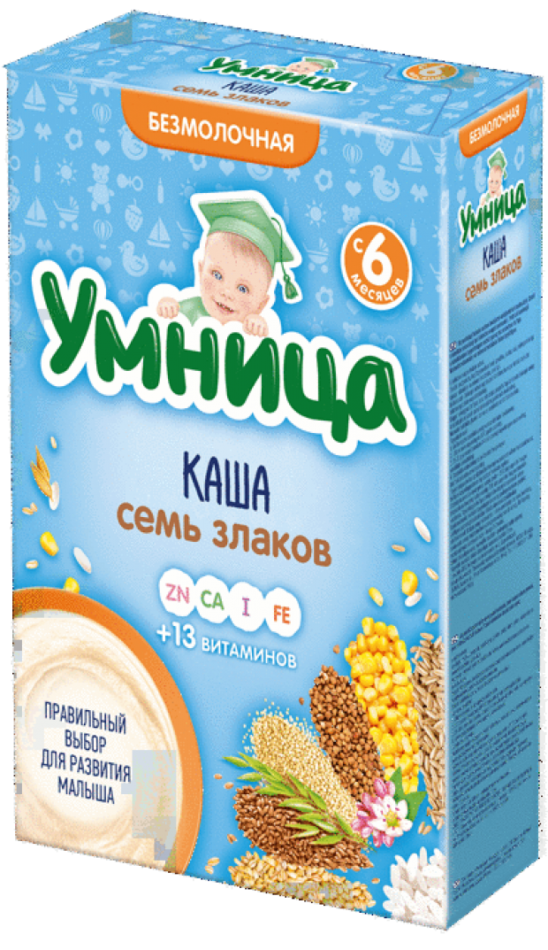 

Каша безмолочная «Умница» 7 злаков с 6 мес, 200 г