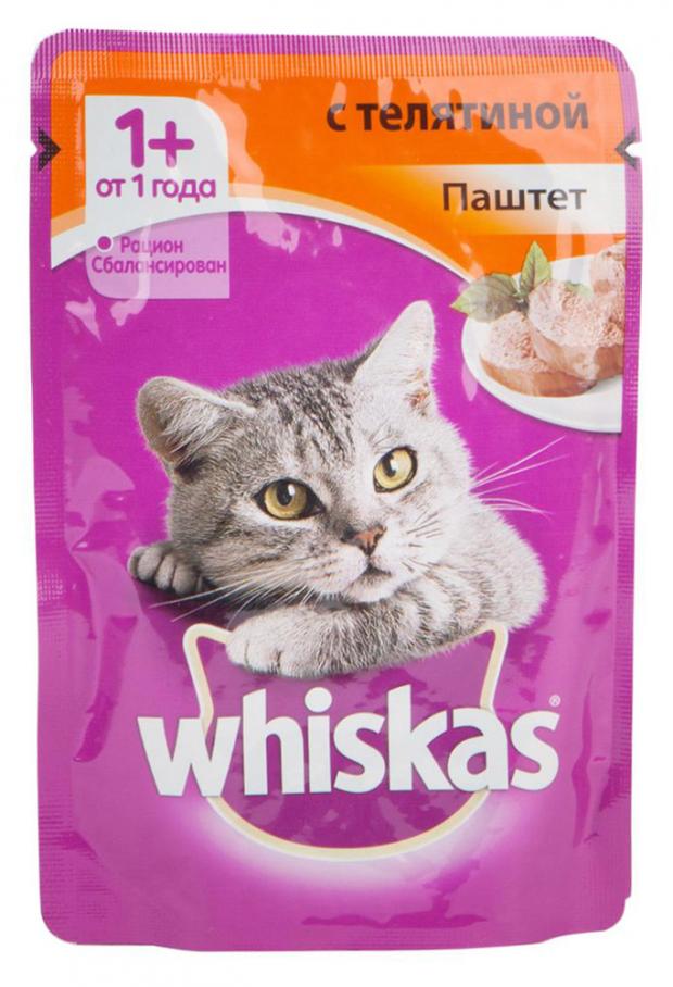 Корм для кошек Whiskas паштет с телятиной 85 г 21₽