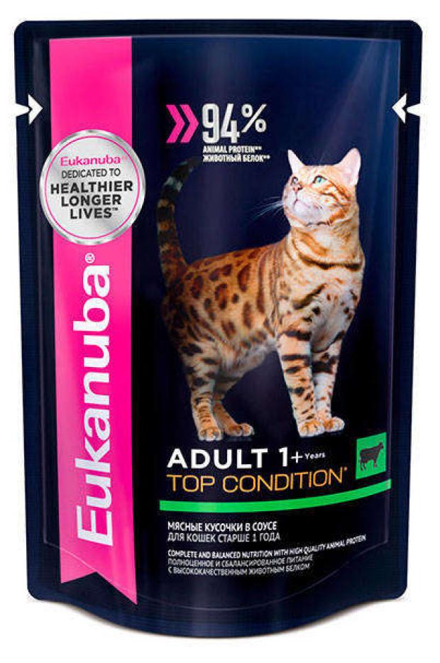 

Корм для кошек Eukanuba Cat Senior 7+ с говядиной в соусе, 85 г