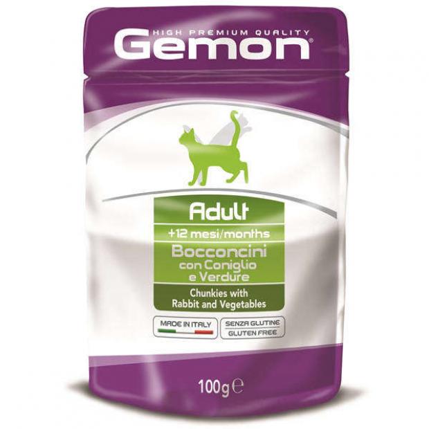 

Корм для кошек Gemon Cat Pouch Adult кролик и овощи, 100 г
