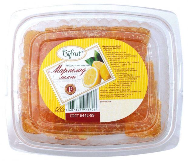 

Мармелад Bifrut лимон на фруктозе, 170 г