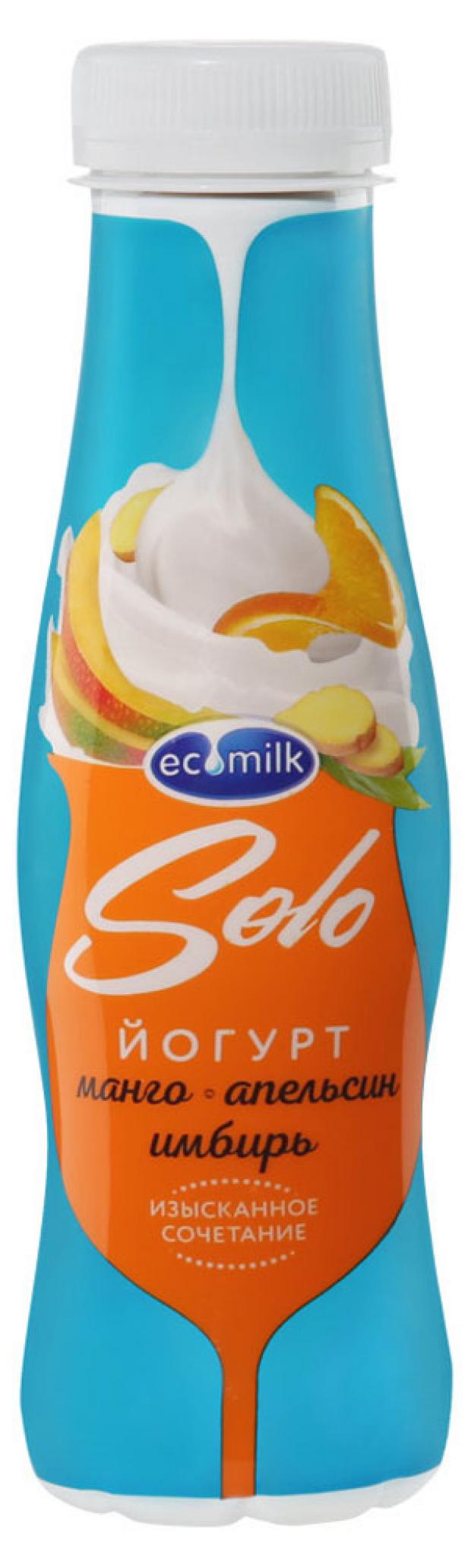 Йогурт питьевой Экомилк Solo с манго апельсином и имбирем 28 290 г 53₽