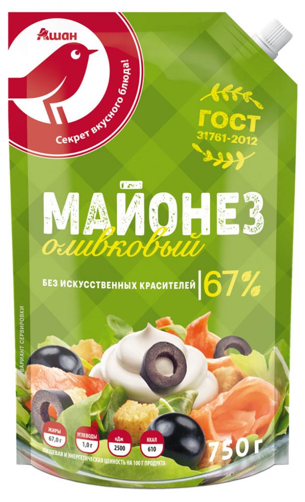 

Майонез АШАН Оливковый 67%, 750 г