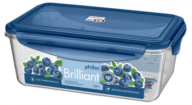

Контейнер для продуктов Phibo Brilliant прямоугольный с клапаном герметичный, 1 л