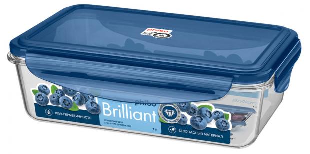

Контейнер для продуктов Phibo Brilliant прямоугольный с клапаном герметичный, 1,35 л