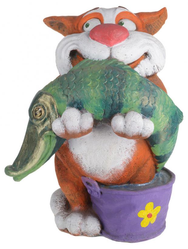 

Фигура садовая Planet Garden Кот с щукой, 40х31х26 см