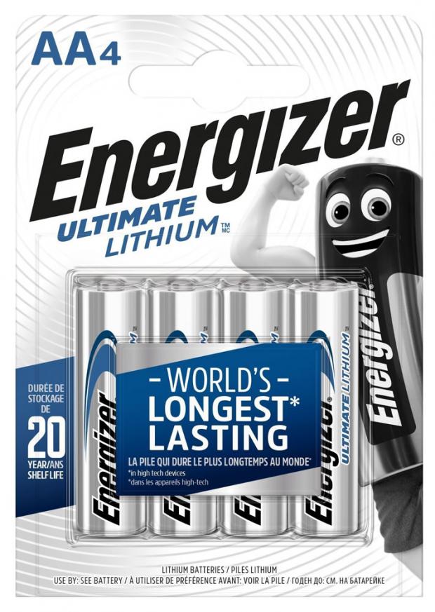 Батарейка Energizer Ultimate Lithium литиевая типоразмер AA 4 шт 524₽