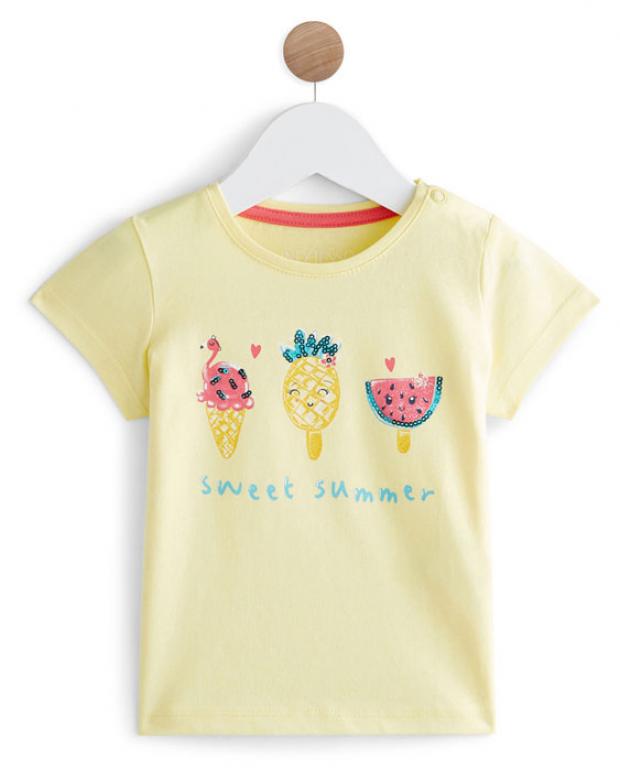 Футболка для девочки с коротким рукавом InExtenso GIR0089 желтая 220₽