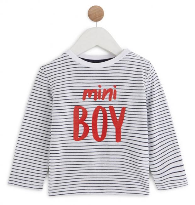 

Футболка для мальчика с длинным рукавом InExtenso BOY0008 белая в полосочку