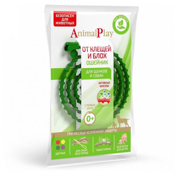 Ошейник репелентный для собак Animal Play от блох зеленый 75 см 119₽