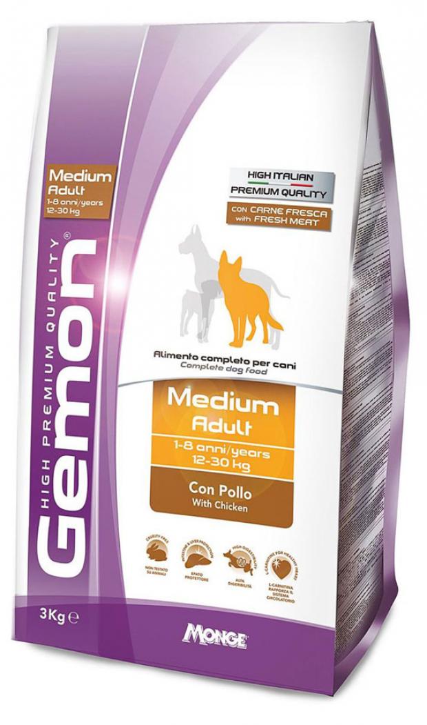 

Корм для собак Gemon Dog Medium средних пород с курицей, 3 кг