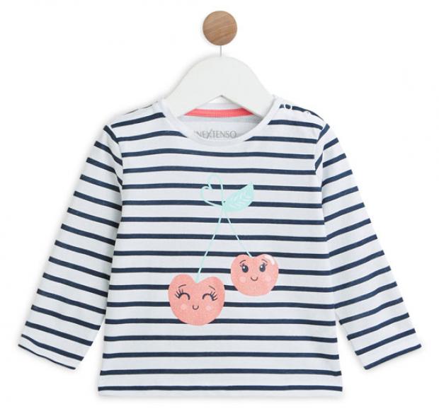 Футболка для девочки с длинным рукавом InExtenso GIR0003 Белая в полосочку 280₽