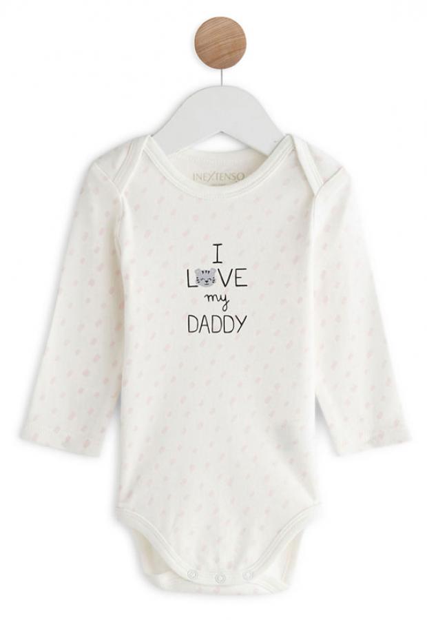 Боди с длинным рукавом InExtenso UDW0018 белое HI love my Daddy