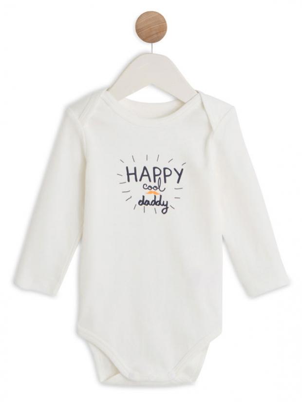 Боди с длинным рукавом InExtenso UDW0018 белое Happu Cool Daddy