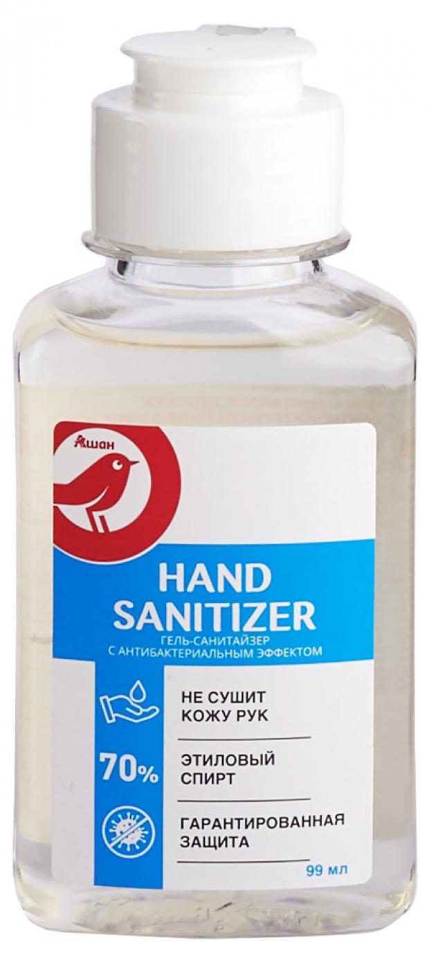 Гель-санитайзер для рук АШАН с антибактериальным эффектом 99 мл 70₽