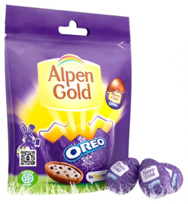 

Конфеты Alpen Gold в форме яйца с ванильной начинкой и с кусочками печенья Oreo, 72 г