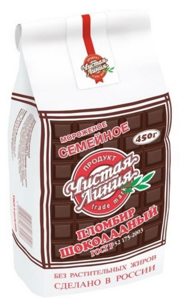 Мороженое пломбир Чистая Линия Семейное шоколадное 450 г 473₽