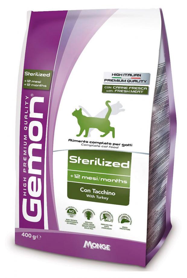 

Корм Gemon Cat Sterilised для стерилизованных кошек с индейкой, 400 г