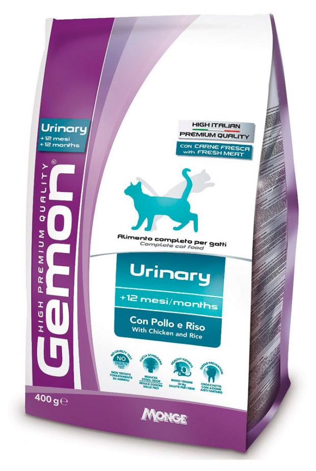 

Корм Gemon Cat Urinary для профилактики мочекаменной болезни для взрослых кошек с курицей и рисом, 400 г