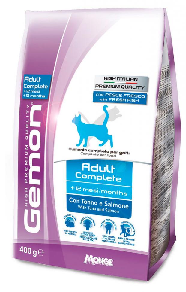 

Корм Gemon Cat для взрослых кошек с тунцом и лососем, 400 г