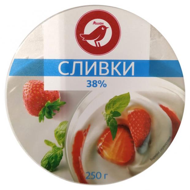 Сливки АШАН пастеризованные 38 250 г 176₽