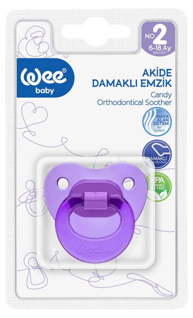 

Пустышка ортодонтическая Wee Baby Candy силиконовая от 6 до 18 мес., 1 шт