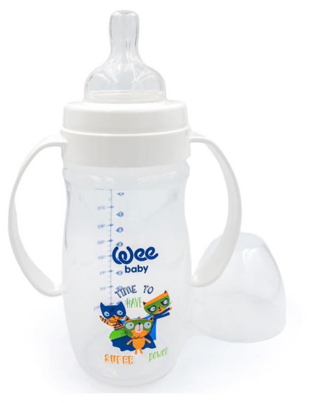 Бутылочка Wee Baby Classic Plus с широким горлышком и ручками для кормления с силиконовой соской 250 мл 449₽