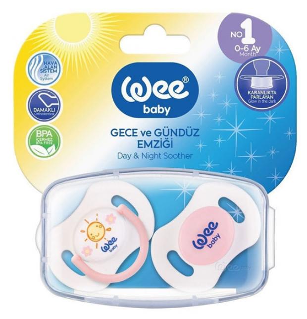 Набор ортодонтических пустышек Wee Baby День-Ночь силиконовые от 0 до 6 мес 2 шт 400₽