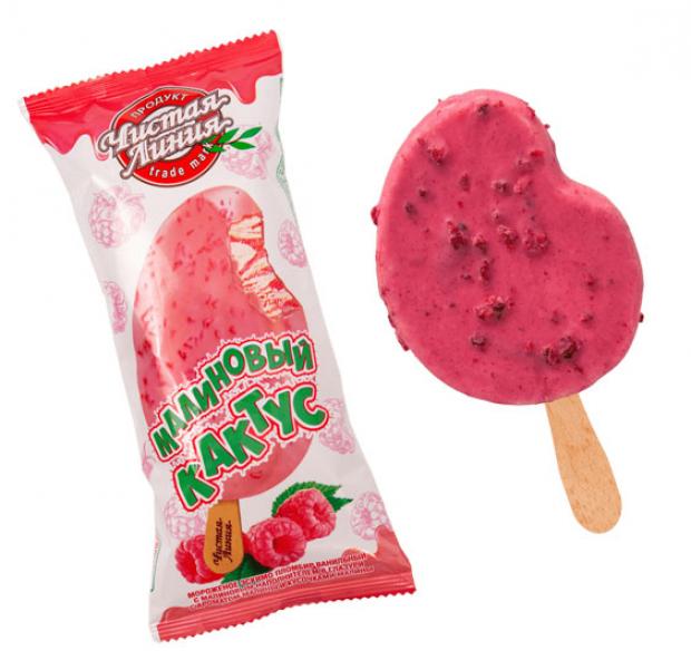 Мороженое пломбир Чистая Линия Веселый Кактус ванильный с малиной эскимо 12 80 г 142₽