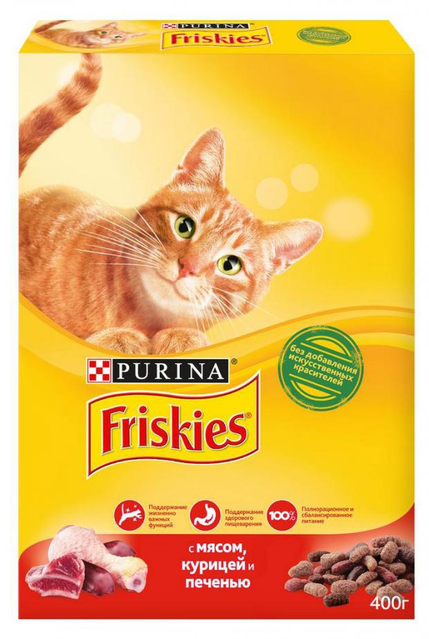 Сухой корм для кошек Friskies с мясом курицей и печенью, 400 г