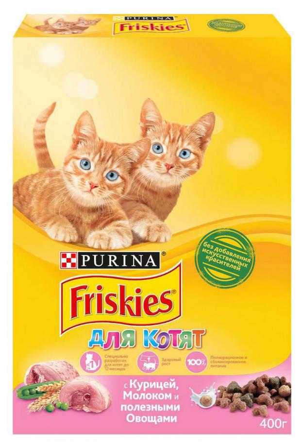 фото Сухой корм для котят friskies с курицей молоком и полезными овощами, 400 г