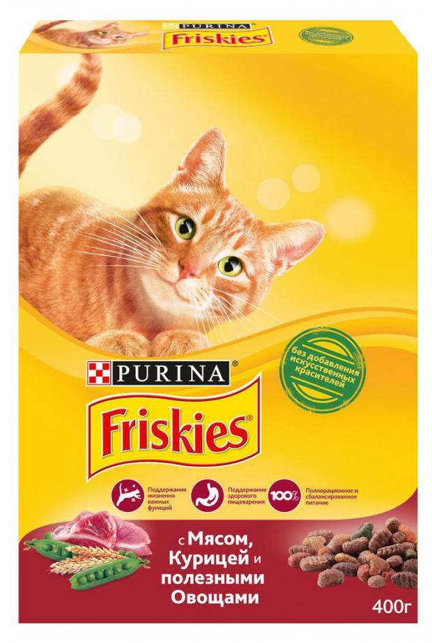 

Сухой корм для кошек Friskies с мясом курицей и полезными овощами, 400 г