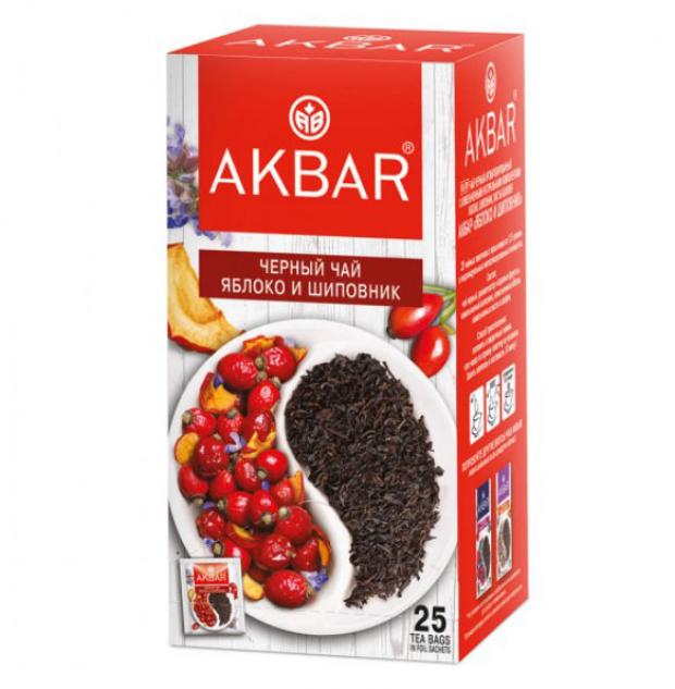 

Чай черный AKBAR яблоко и шиповник в пакетиках, 25х1,5 г