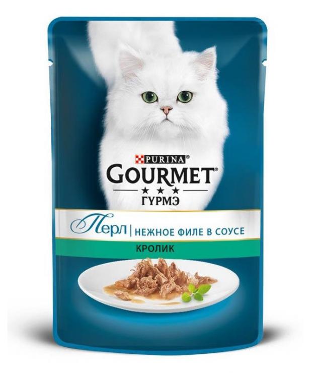 Корм для кошек Gourmet Перл влажный Нежное филе со вкусом кролика в соусе 85 г 34₽