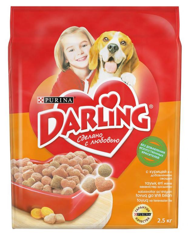 Сухой корм для взрослых собак Darling с курицей и овощами 25 кг 304₽