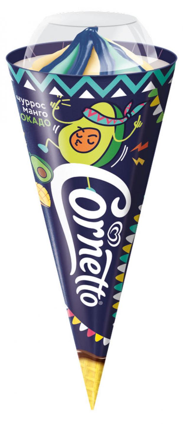 

Мороженое пломбир рожок Cornetto Чуррос манго-авокадо, 73 г