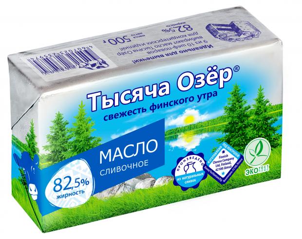 Масло сливочное «Тысяча озер» несоленое 82,5%, 500 г