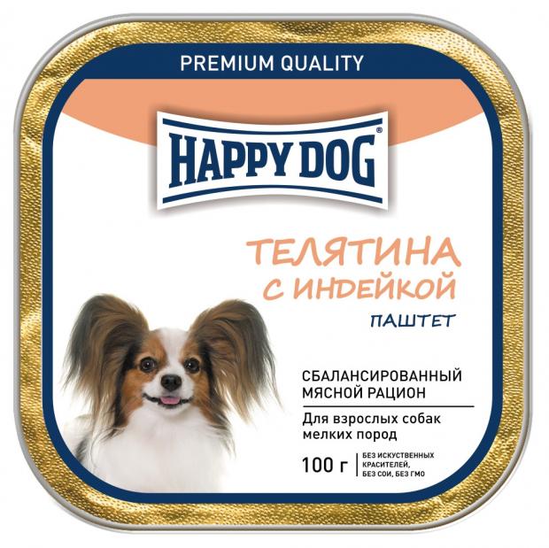 

Консервы для собак мелких пород Happy Dog телятина и индейка, 100 г