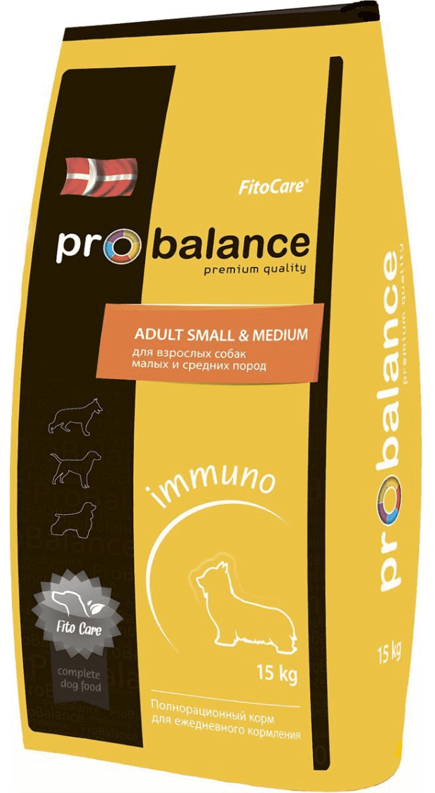 

Сухой корм для собак миниатюрных пород ProBalance Immuno Adult Small & Medium, 15 кг
