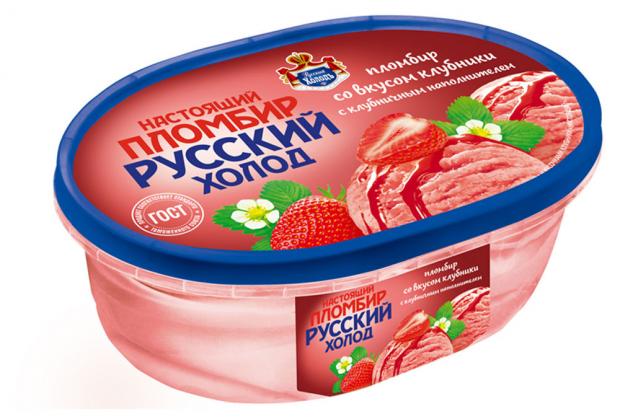 

Мороженое пломбир «Настоящий пломбир Русский Холод» клубника ванночка, 460 г