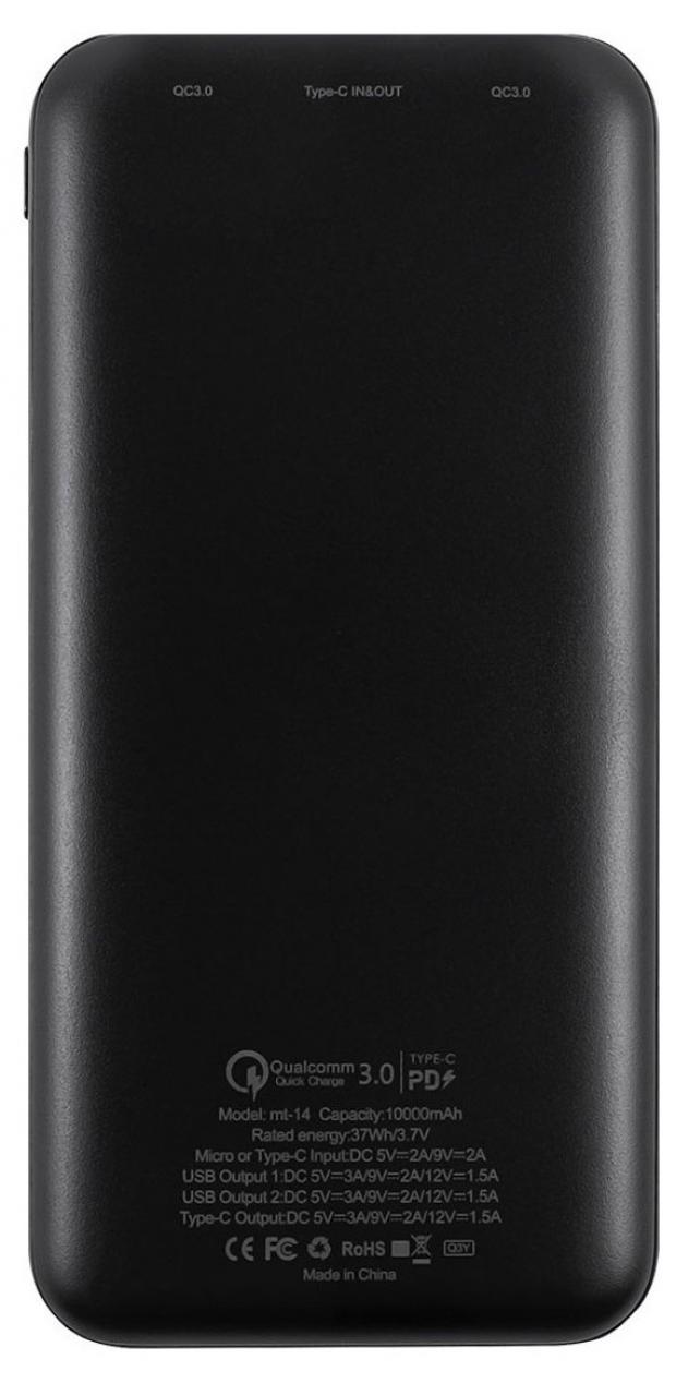 

Портативный аккумулятор mObility MT-14 PowerBank, 10000 мАч, черный