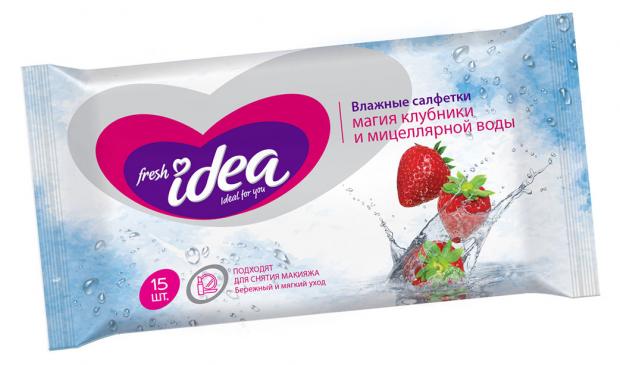 

Влажные салфетки для снятия макияжа Fresh idea, 15 шт