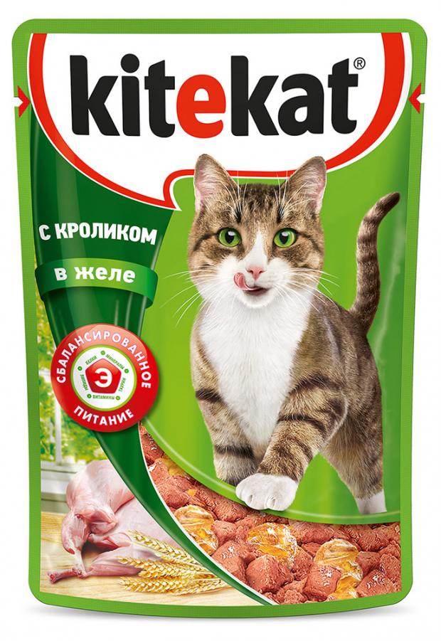Корм для кошек Kitekat кролик в желе 85 г 15₽