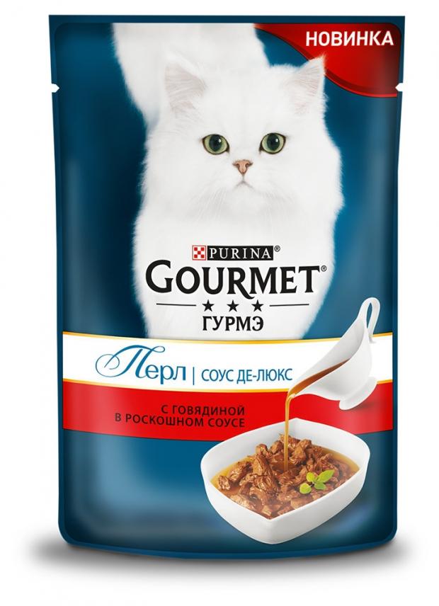 

Корм для кошек Gourmet Perle Соус Де-люкс говядина в соусе, 85 г