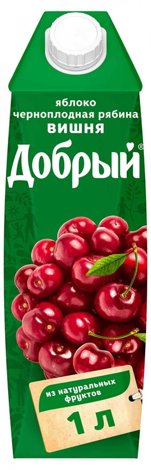 Сок Добрый яблоко черноплодная рябина вишня 1 л 75₽